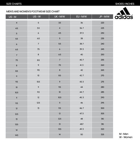 adidas us size chart.